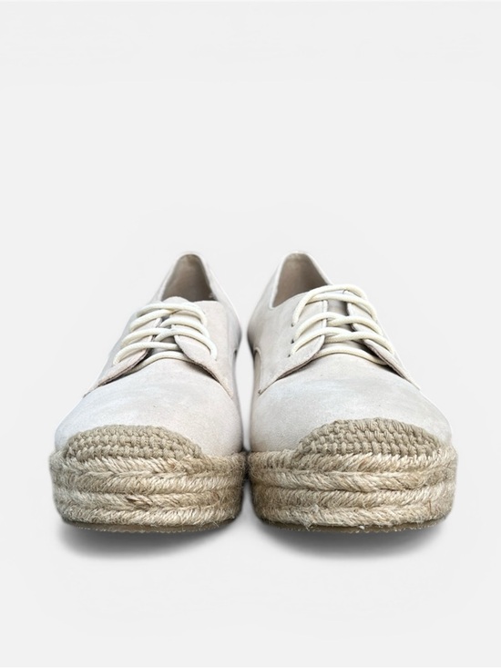 Anthropologie Bettye Muller Concepts Regina Espadrille Derby Wedge in Cream Sz 8 - Picture 5 of 11